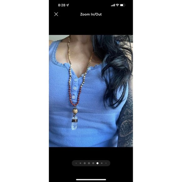 Jasper + Clear Quartz Boho Mala Necklace - Picture 5 of 8